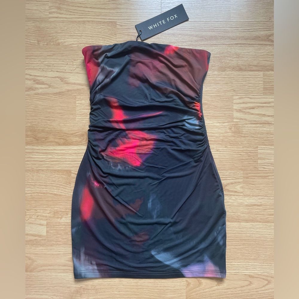 White Fox Mind Games Strapless Mini Dress Lava Aura Bodycon Club Party Dress